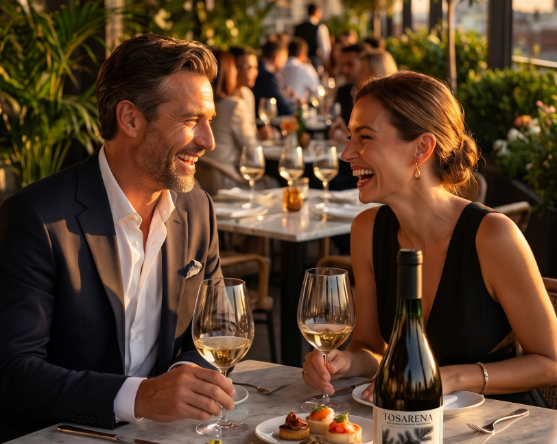 A table scene with Tosarena served in wine glasses